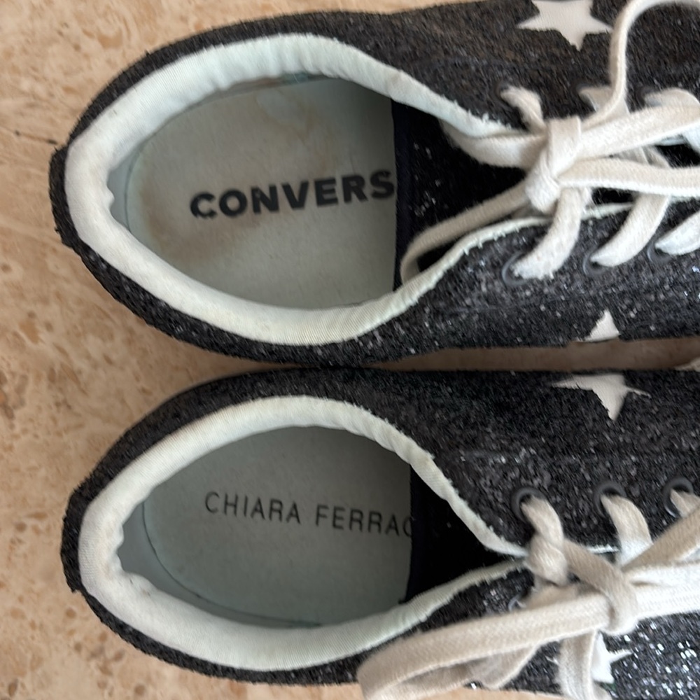 Converse/Chiara Ferragni black glitter sneakers Size 9. Preowned - Picture 4 of 8